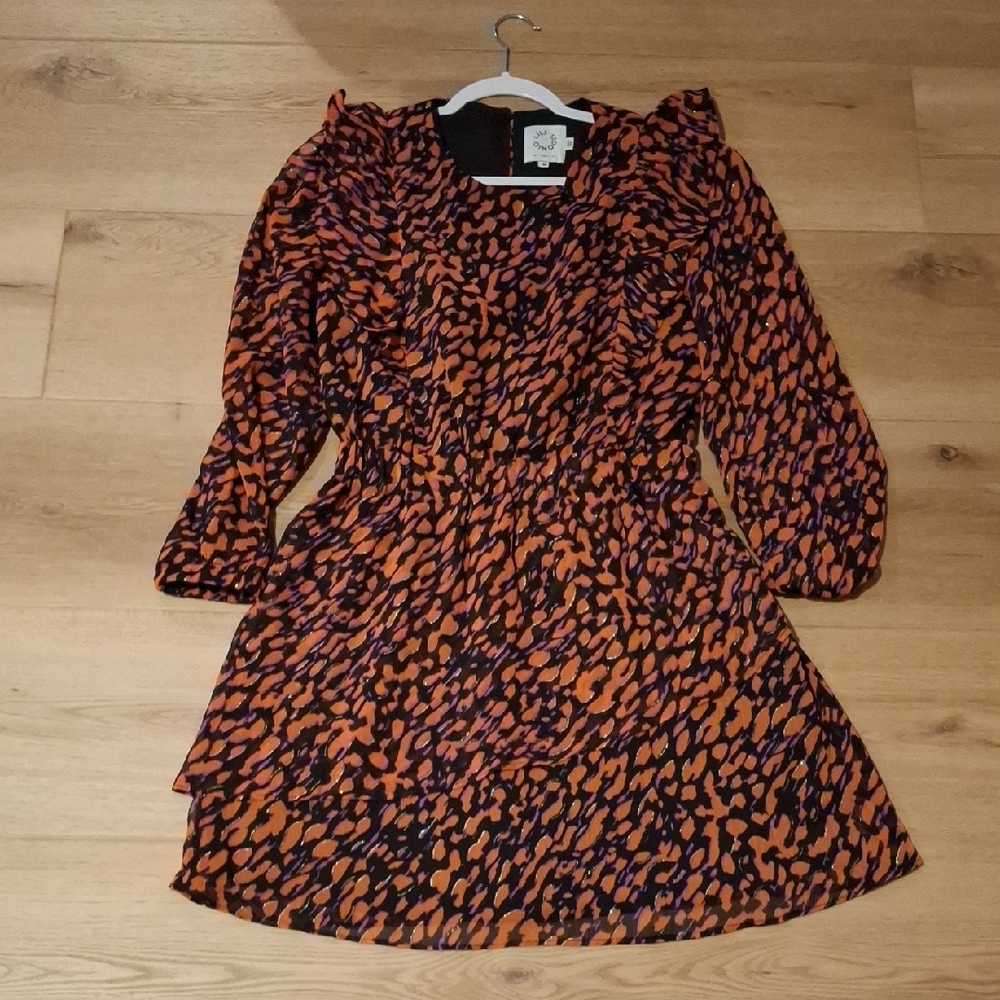 Elegant Black and Orange Long Sleeve Dress